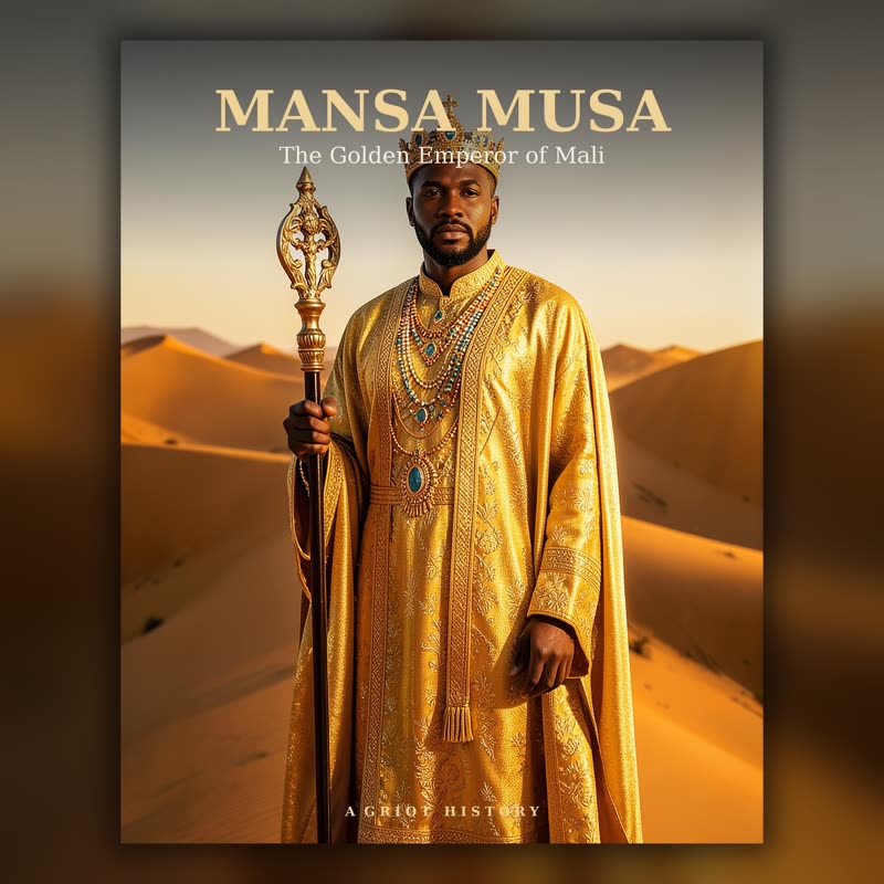 Audiobook cover — Mansa Musa, The Golden Emperor of Mali, from The Griot House