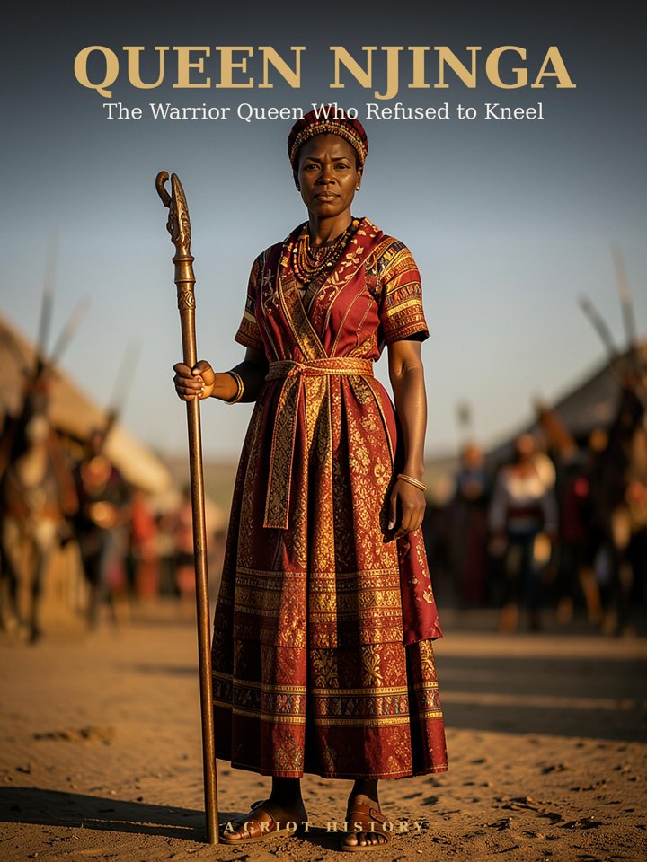 Illustrated portrait of Queen Njinga of Ndongo and Matamba